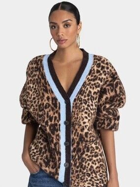 💥KBB by KAHLANA Women’s The Slouchy Cardigan Tan Leopard Size L Sold Out